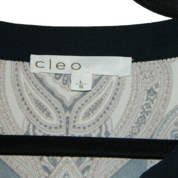2 for/$30 CLEO Paisley Pattern V-Neck Long Tunic Taupe Black Cream Size Larges - Picture 10 of 10